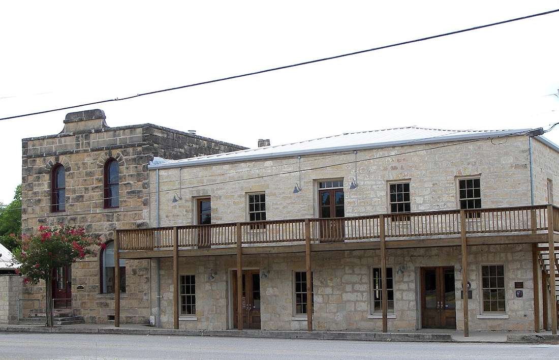 Historic Woolls Building in Center Point, Texas — listed on the National Register of Historic Places