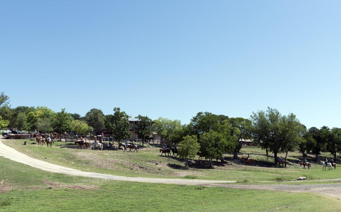 Texas Hill Country scenery near Kerrville — oak trees and ranch land